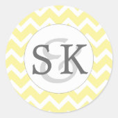 イエローシェブロン結婚モノグラム封筒用シール ラウンドシール (正面)