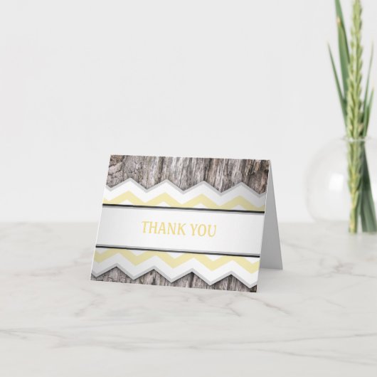 イエローシェブロン&ウッド リアルサンクスカード サンキューカード (正面)