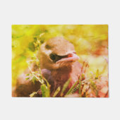 イエローシダーワクウィングの鳥抽象芸術 ドアマット (正面)