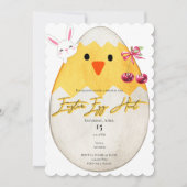 イエローシックイースターエッグ狩りバニーさくらんぼボウ 招待状 (正面)