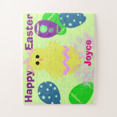 イエローシックエッグイースターパーソナライズされた名 ジグソーパズル (縦)