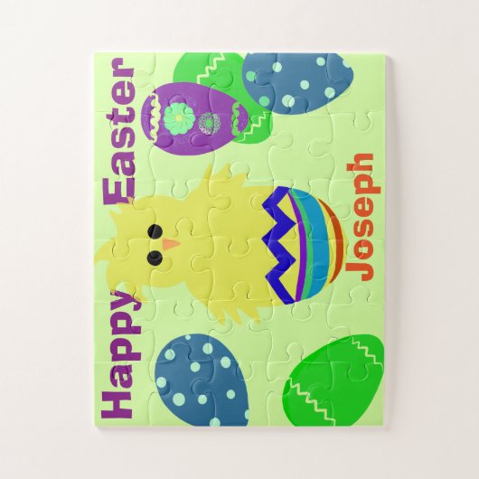 イエローシックエッグイースターパーソナライズされた名 ジグソーパズル (縦)