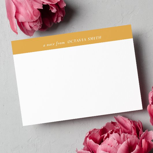 イエローシックパーソナライズされたファミリー名モノグラム ノートカード