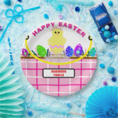 イエローシック卵ピンクホワイトイースターバスケット ペーパープレート (パーティー)