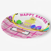 イエローシック卵ピンクホワイトイースターバスケット ペーパープレート (アングル)