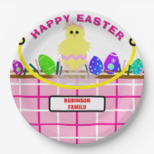 イエローシック卵ピンクホワイトイースターバスケット ペーパープレート (正面)