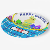 イエローシック卵ブルーイースターバスケット ペーパープレート (アングル)