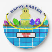 イエローシック卵ブルーイースターバスケット ペーパープレート (正面)