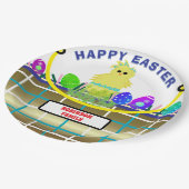 イエローシック卵ブルー金ゴールドイースターバスケット ペーパープレート (アングル)