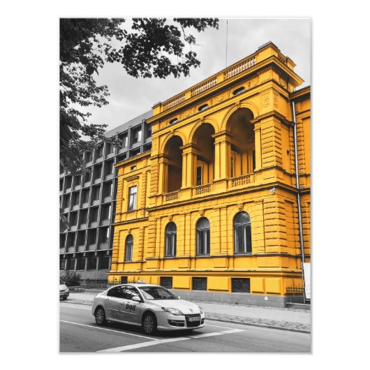 イエローシティ建物ミニマリスト写真 フォトプリント            (正面)