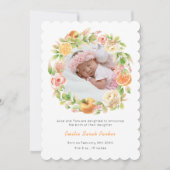 イエローシトラスバラリースフローラフォト誕生 案内状 (正面)