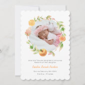 イエローシトラスバラリースフローラフォト誕生 案内状 (正面)