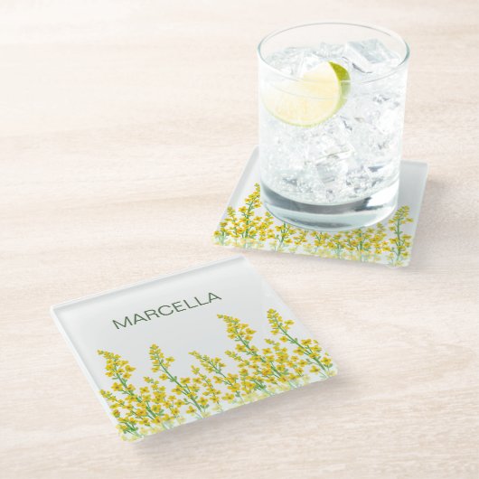 イエローシトリモダンンフローラ開花 ガラスコースター (アングル)