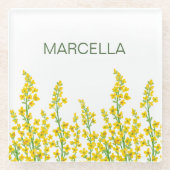 イエローシトリモダンンフローラ開花 ガラスコースター (正面)