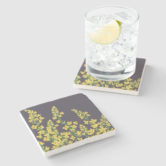 イエローシトリモダンンフローラ開花 ストーンコースター (横)