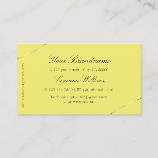 イエローシメリーシルバーの装飾モダン付き 名刺 (裏面)