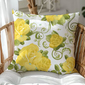 イエローシャビーシックバラフローラ装飾用クッション クッション