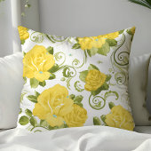 イエローシャビーシックバラフローラ装飾用クッション クッション