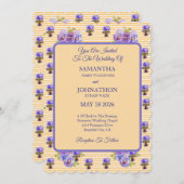 イエローシャビーシックフラワーパンジー結婚式招待状 招待状 (正面/裏面)