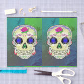 イエローシュガースカルとパープルバラ 薄葉紙 (クラフト)