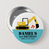 イエローショベルキッズ建築パーティーボタン 缶バッジ (正面&裏面)