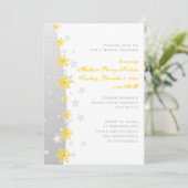 イエローシルバーグレイ結婚スノーフレークブライダルシャワー 招待状 (スタンド正面)