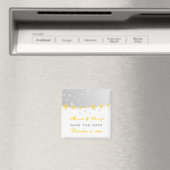 イエローシルバーグレーのスノーフレーク結婚式の日付を保存 マグネット (インサイチュ (食洗機))