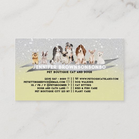 イエローシルバースパークルスピッタードッグウォーカー 名刺 (裏面)