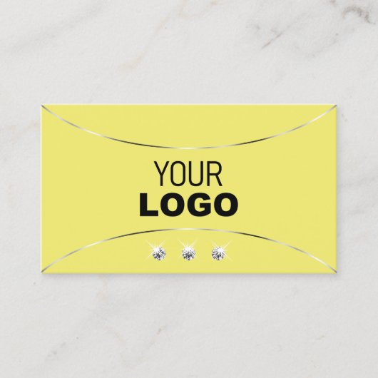 イエローシルバーデコきらめくールダイヤモンドとロゴ 名刺 (正面)