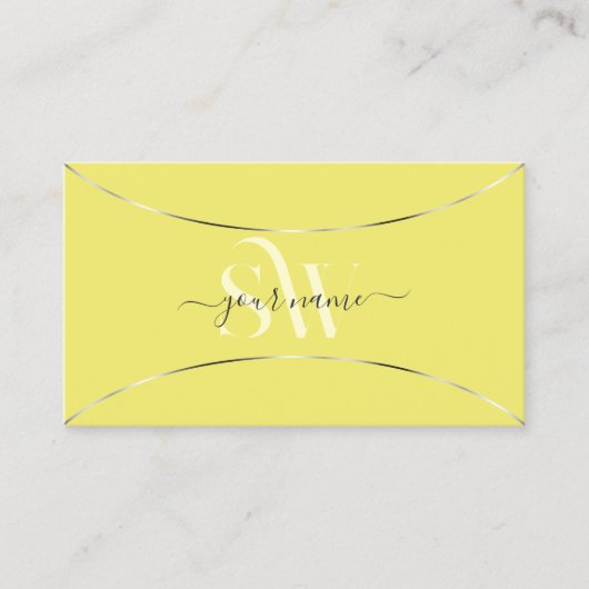 イエローシルバーデコールとモノグラムプロフェッショナル 名刺 (正面)
