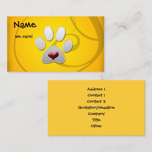 イエローシルバーポーハート 名刺 (正面/裏面)