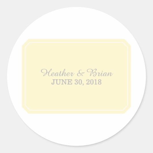 イエローシンプルでエレガントなウェディングシール ラウンドシール (正面)
