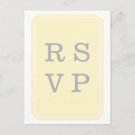 イエローシンプルでエレガントな結婚式RSVPはがき インビテーションポストカード