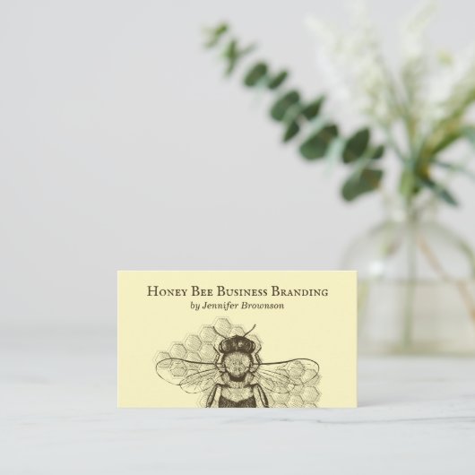 イエローシンプルハニカムビーレトロ機構 名刺 (スタンド正面)