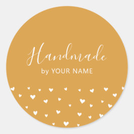 イエローシンプルハートかわいいパッケージシール ラウンドシール