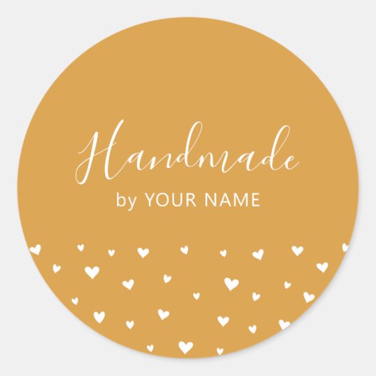 イエローシンプルハートかわいいパッケージシール ラウンドシール (正面)