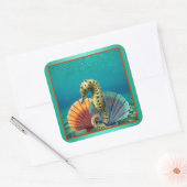 イエローシーホースとホタテ貝シール スクエアシール (封筒)