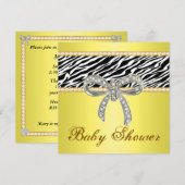イエロージェブラ ダイヤモンド リボン ベイビー シャワーの招待状 招待状 (正面/裏面)