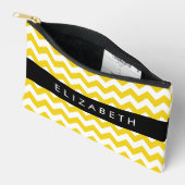 イエロージグザグ、イエローシェブロン、お名前 アクセサリーポーチ (見開き)