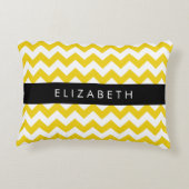 イエロージグザグ、イエローシェブロン、お名前 アクセントクッション (裏面)