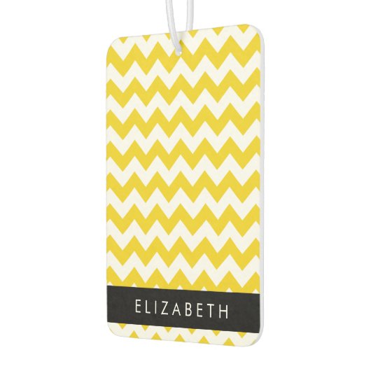 イエロージグザグ、イエローシェブロン、お名前 カーエアーフレッシュナー (左)