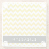 イエロージグザグ、イエローシェブロン、お名前 ガラスコースター (裏面)