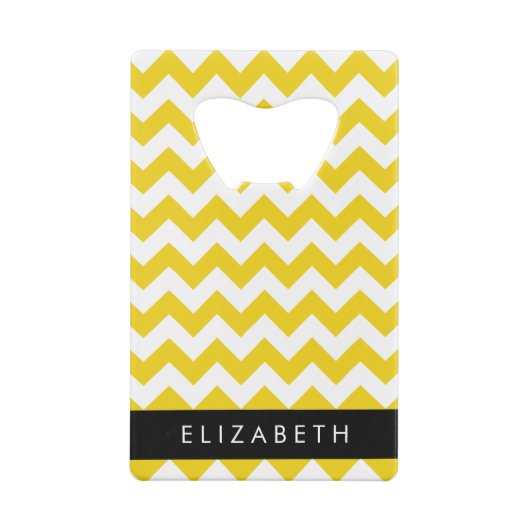 イエロージグザグ、イエローシェブロン、お名前 クレジットカード栓抜き (裏面)