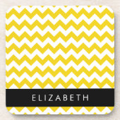 イエロージグザグ、イエローシェブロン、お名前 コースター (正面)