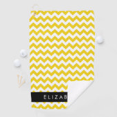 イエロージグザグ、イエローシェブロン、お名前 ゴルフタオル (インサイチュ)