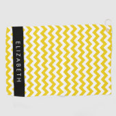 イエロージグザグ、イエローシェブロン、お名前 ゴルフタオル (横)