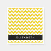イエロージグザグ、イエローシェブロン、お名前 スタンダードカクテルナプキン (正面)