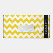 イエロージグザグ、イエローシェブロン、お名前 デスクマット (キーボード&マウス)