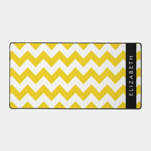 イエロージグザグ、イエローシェブロン、お名前 デスクマット (正面)