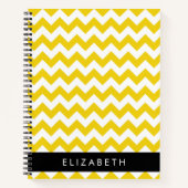 イエロージグザグ、イエローシェブロン、お名前 ノートブック (正面)